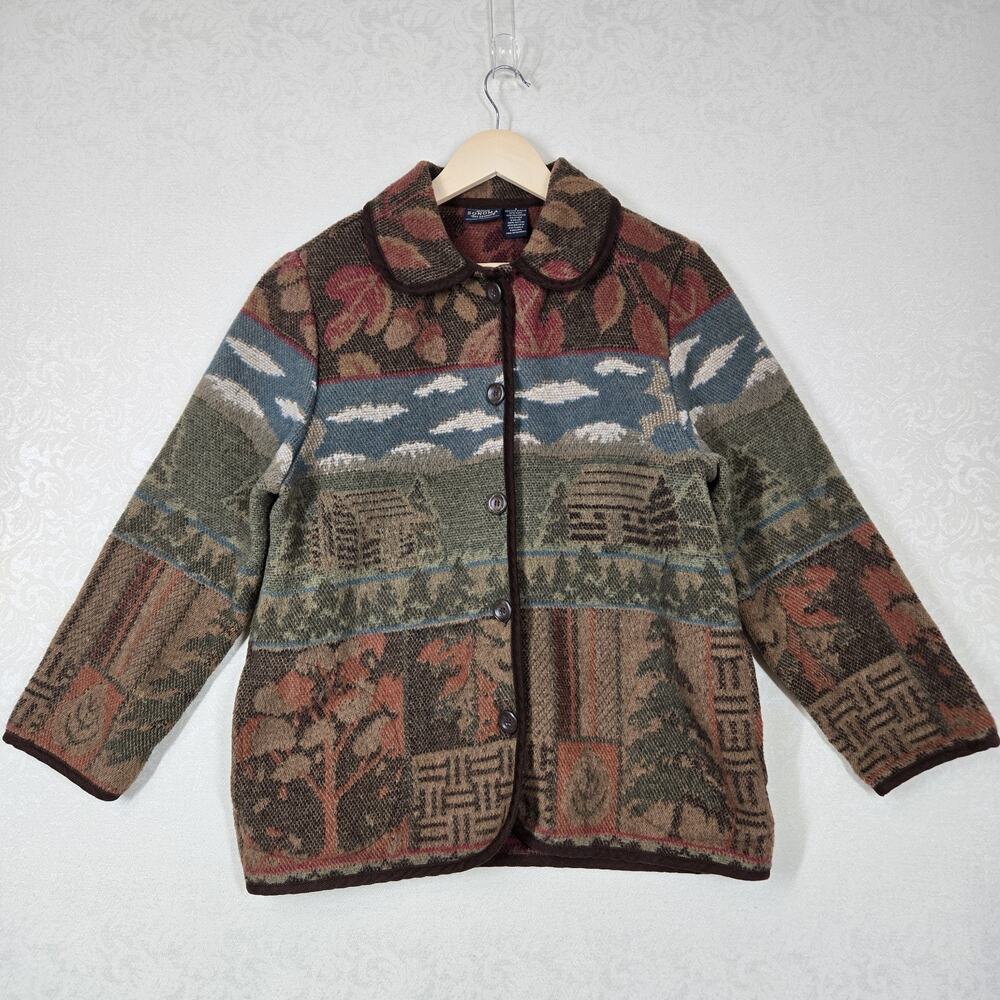 Y2K Sonoma Tapestry Cabin Jacket S Cottagecore Rustic Woodland Barn Coat - Picture 14 of 14